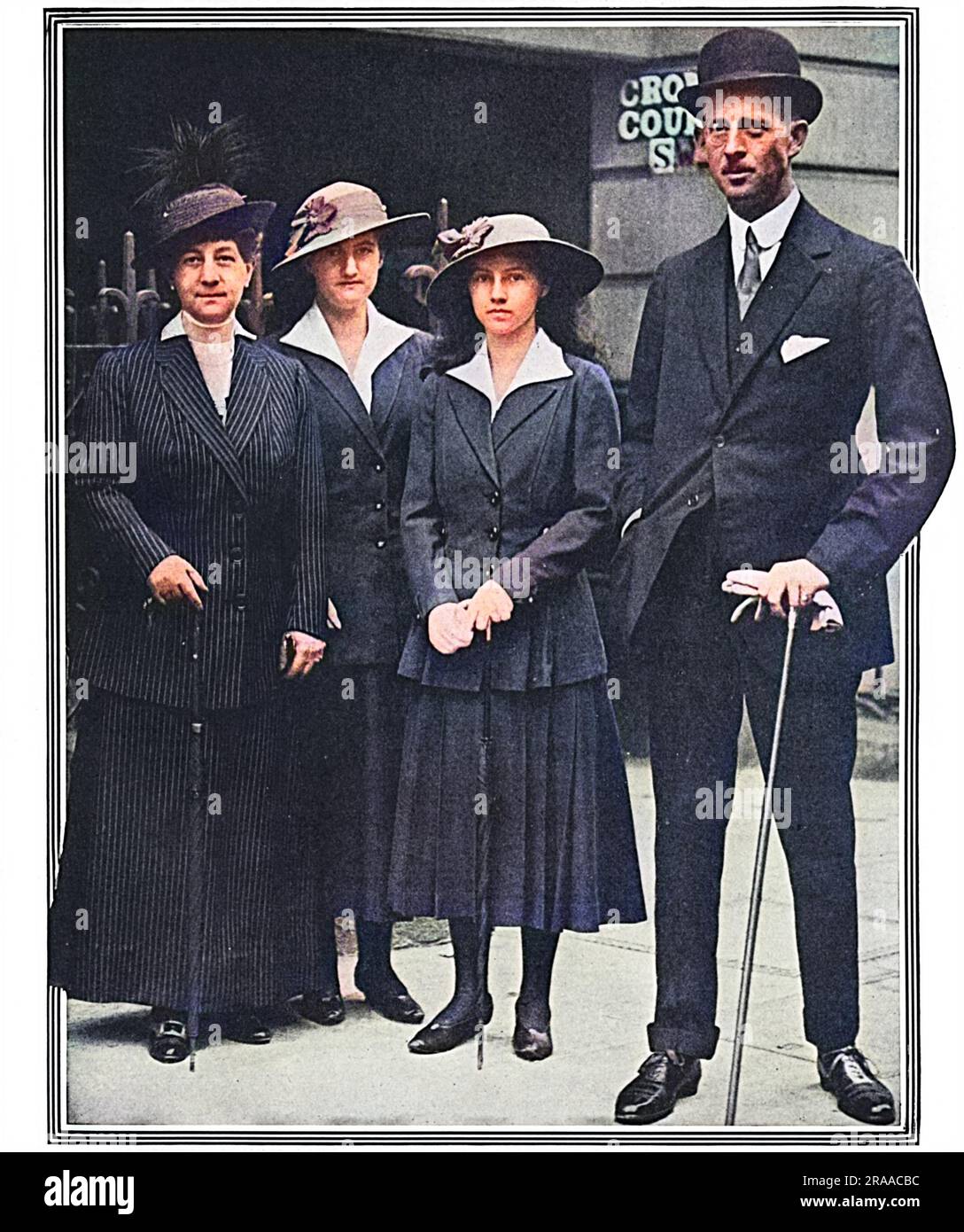 Prince Andrew of Greece (1882-1944), together with his sister, Grand Duchess George of Russia and her daughters Princess Nina and Princess Xenia during a visit to London when they were guests of King George V and Queen Mary.  Prince Andrew was the father of Prince Philip, Duke of Edinburgh.     Date: 1916 Stock Photo