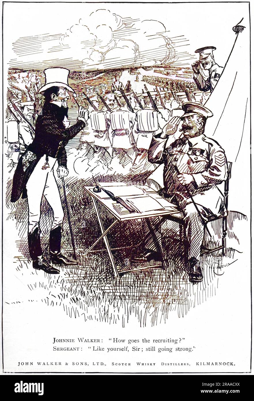 First World War advertisement showing Johnnie Walker meeting a ...