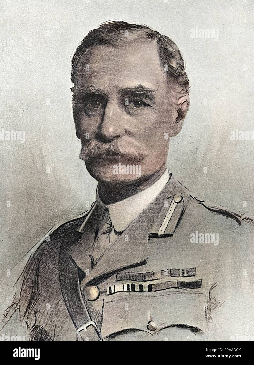 Major-General Sir John Steevens, KCB, KCMG (1855-1925), British Army Director of Equipment and Ordnance Stores during the First World War.  He war service dated back to the Zulu War of 1879 and the Egyptian Campaign of 1882.  After just thirteen year's service he reached the rank of lieutenant-colonel and eleven years later became Principal Ordnance Officer at Woolwich, an appointment he held throughout the Boer War (1899-1902).  He held th appointment of Inspector-General of Ordnance Services, and subsequently Director of Artillery at the War Office from 1893-1898.     Date: 1917 Stock Photo