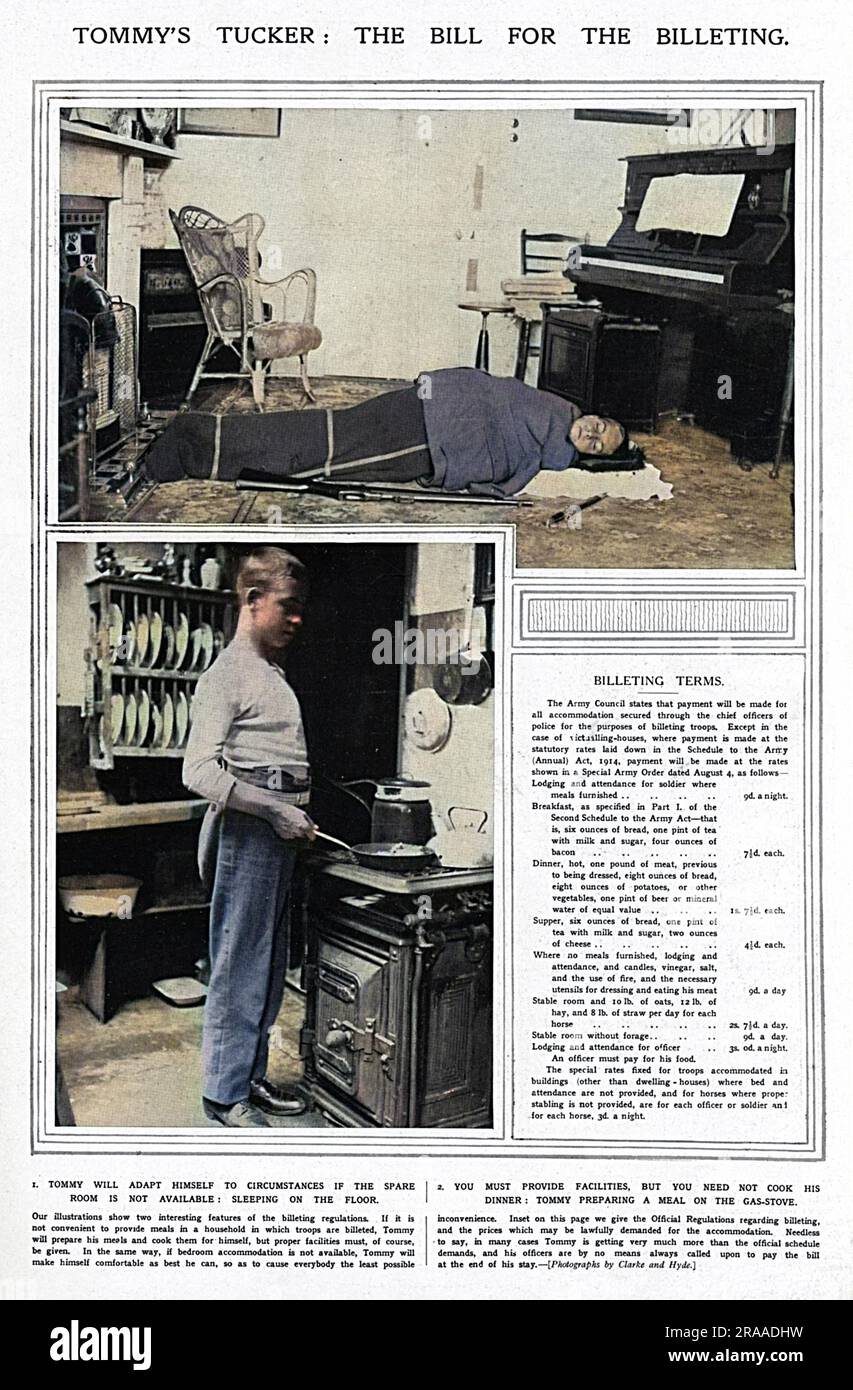 Billeting terms for householders taking in soldiers during the early