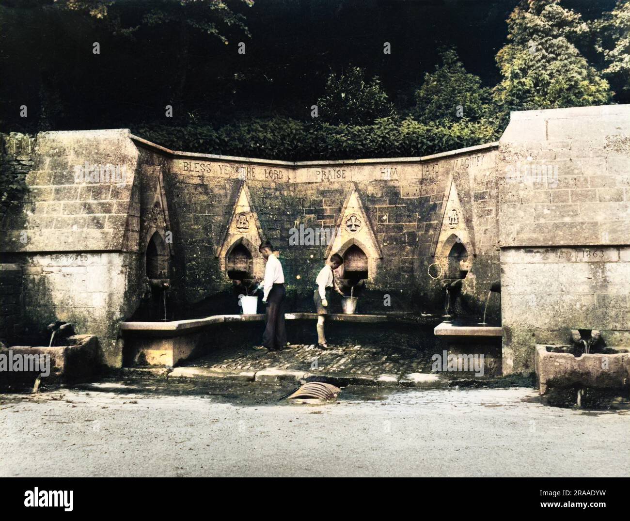 In the narrow main street of the Cotswold village of Bisley ...