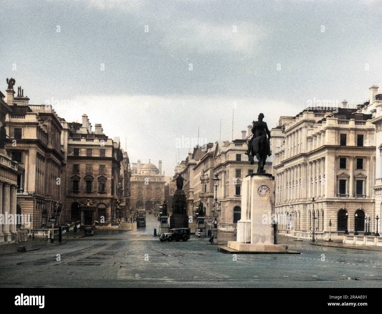 Looking up Lower Regent Street, from the Duke of York's Steps, Carlton House Terrace, London, England.     Date: 1950s Stock Photo