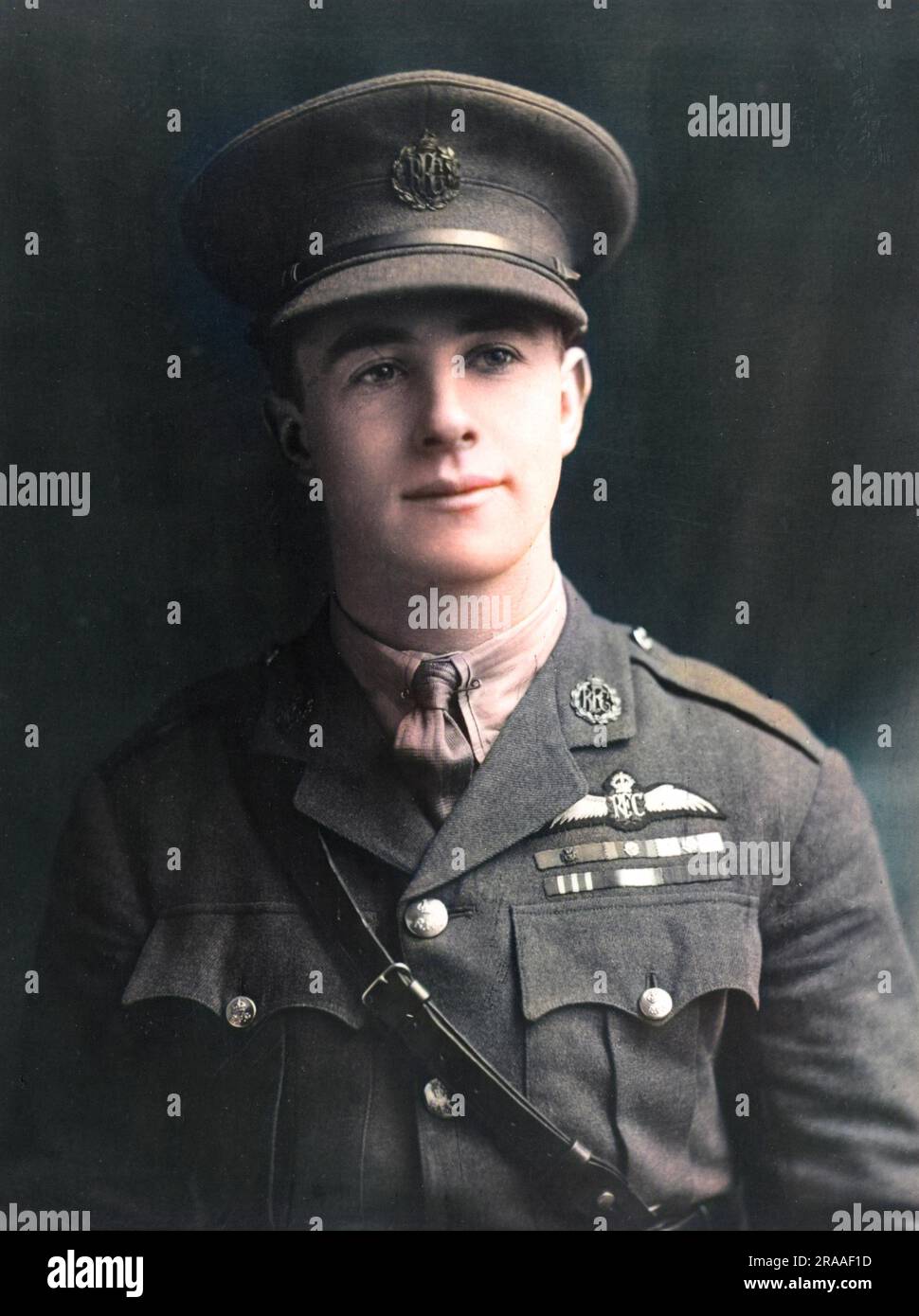 Major James Thomas Byford McCudden (1895-1918), officer and pilot in the Royal Flying Corps during the First World War.  He received more medals for gallantry than any other British airman serving in the First World War, including the VC, DSO, MC and Croix de Guerre.  Seen here in RFC uniform.     Date: circa 1914-1918 Stock Photo