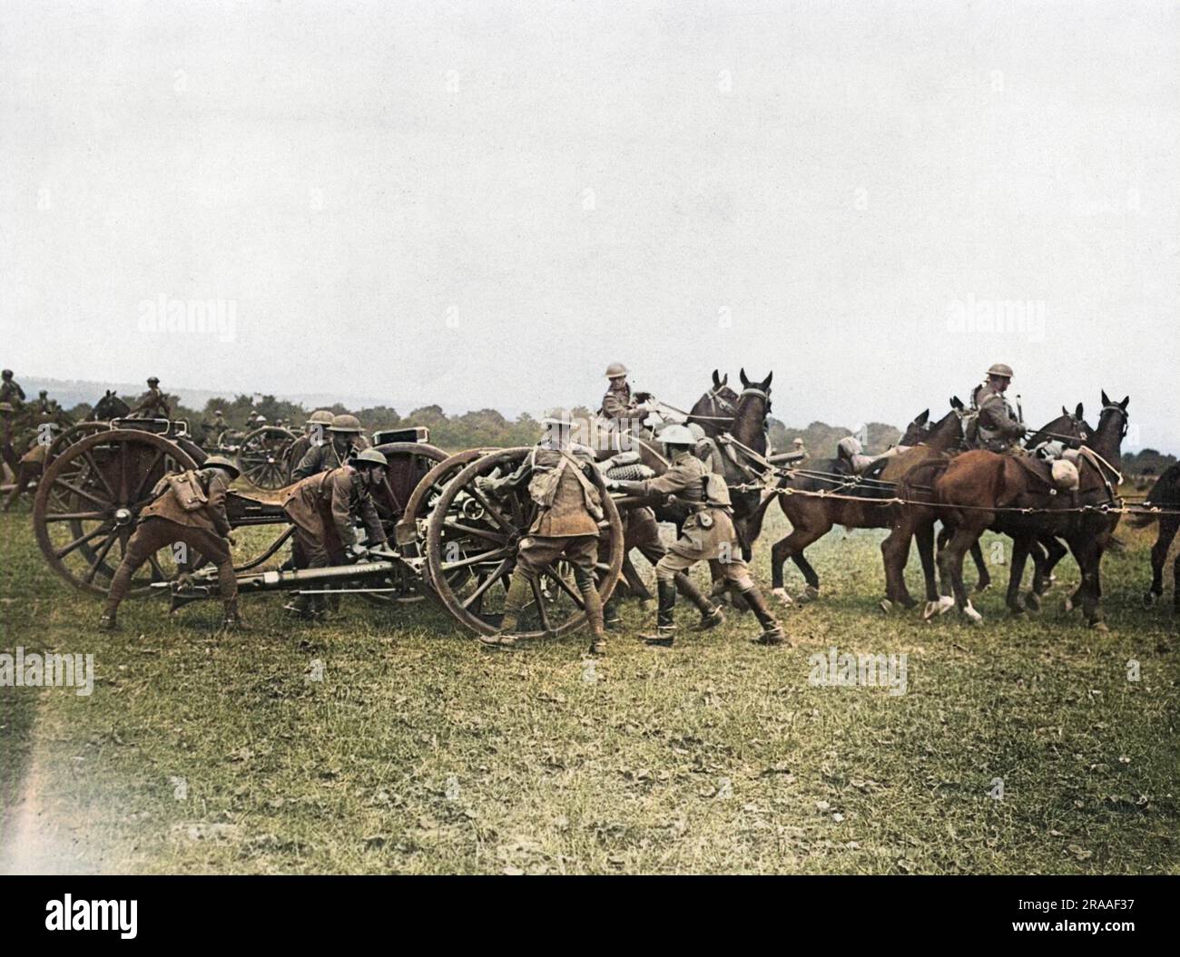 British horse artillery in action or training during the First World War.     Date: 1914-1918 Stock Photo