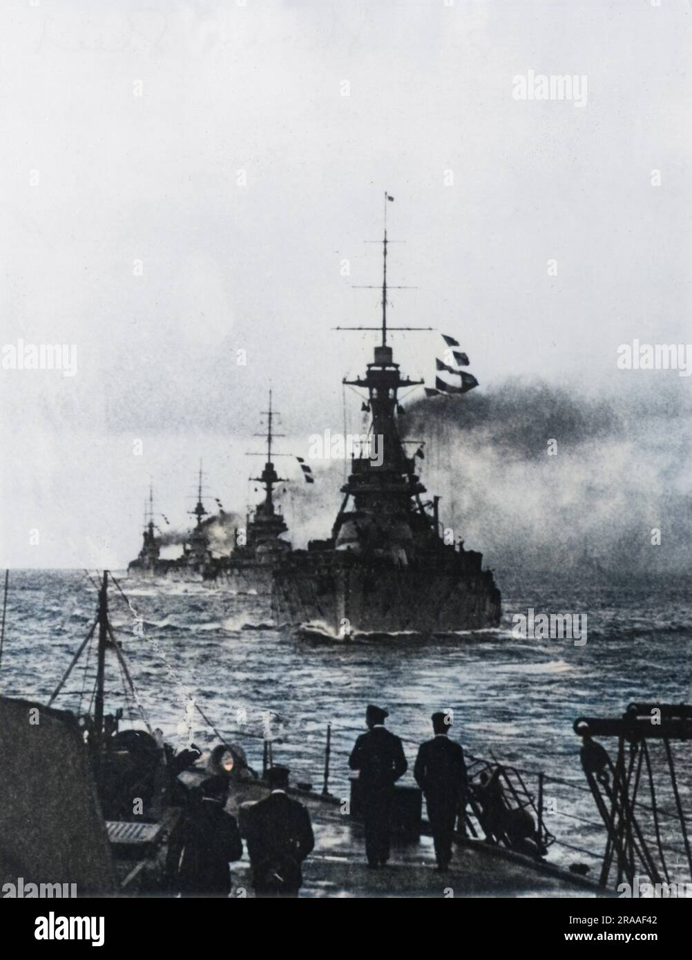 Ships of the British Grand Fleet (the main fleet of the Royal Navy) at the beginning of the First World War.     Date: 1914 Stock Photo