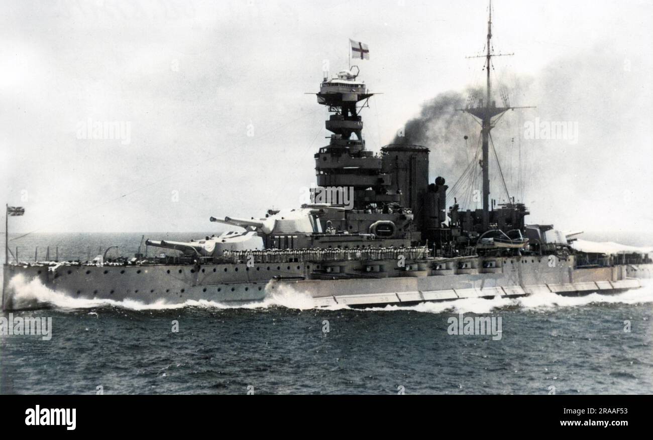 HMS Queen Elizabeth, British dreadnought battleship, launched 1913, served during the First and Second World Wars, decommissioned 1948.     Date: early 20th century Stock Photo