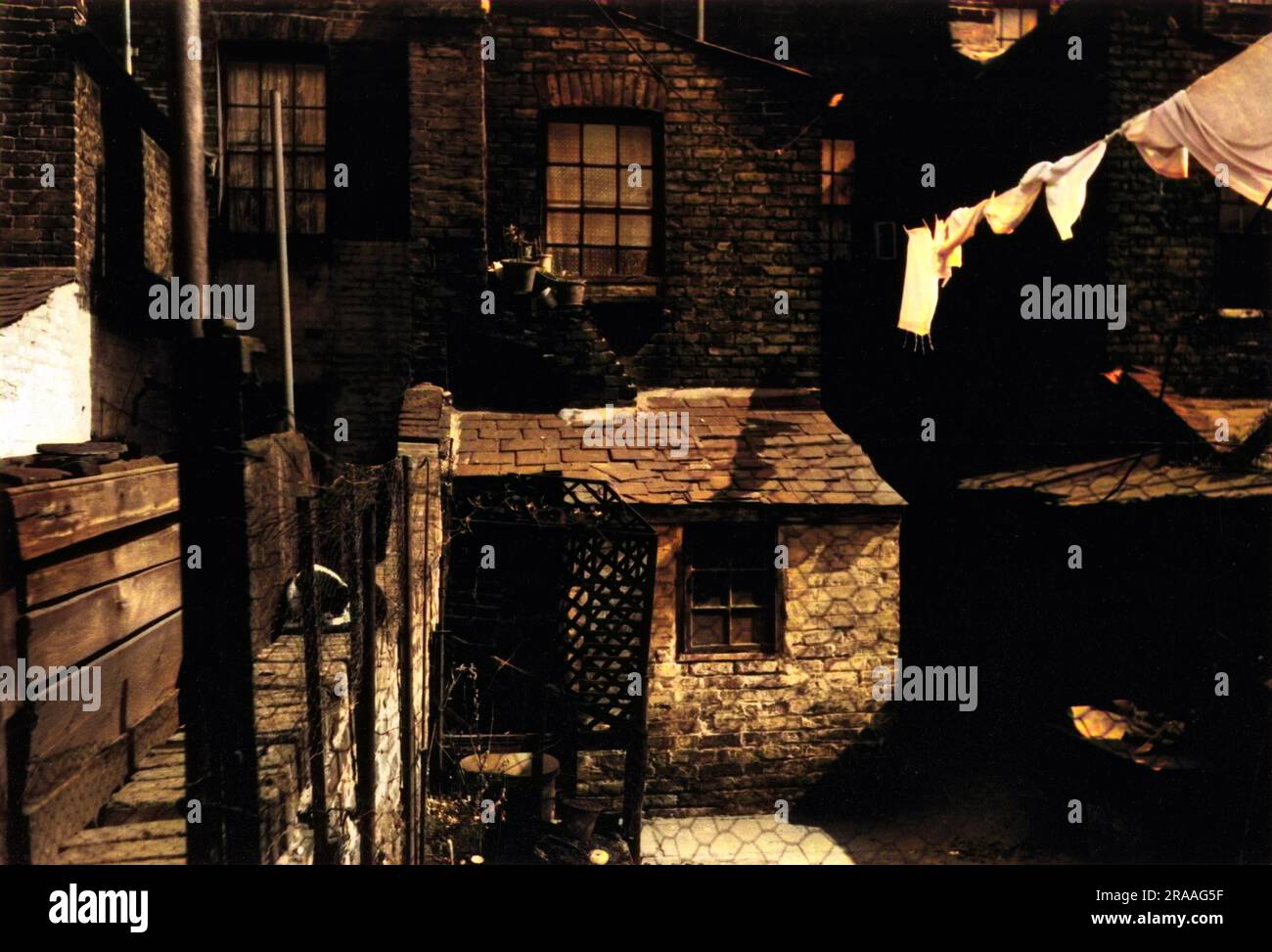 Backyard of a Victorian terrace house     Date: 1930s Stock Photo