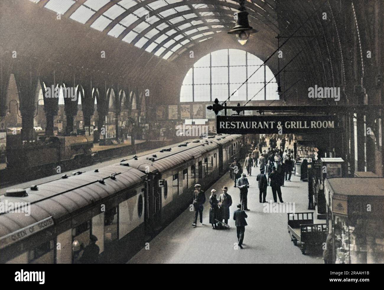 Kings Cross Station, London. LNER, ' The Queen of Scots ' Pullman Express awaiting departure     Date: early 1930s Stock Photo