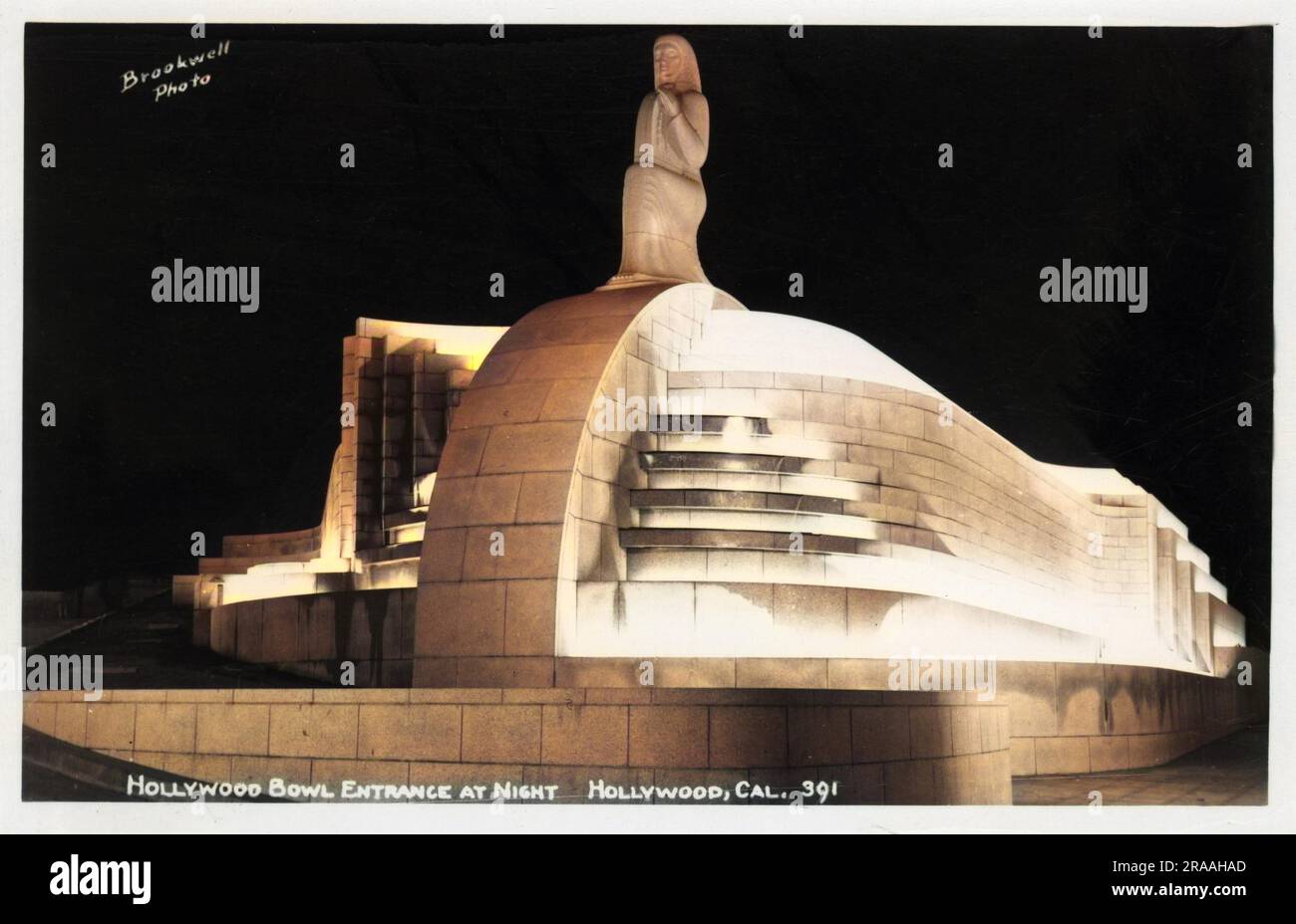 The Hollywood Bowl - The entrance at night.     Date: circa 1940s Stock Photo