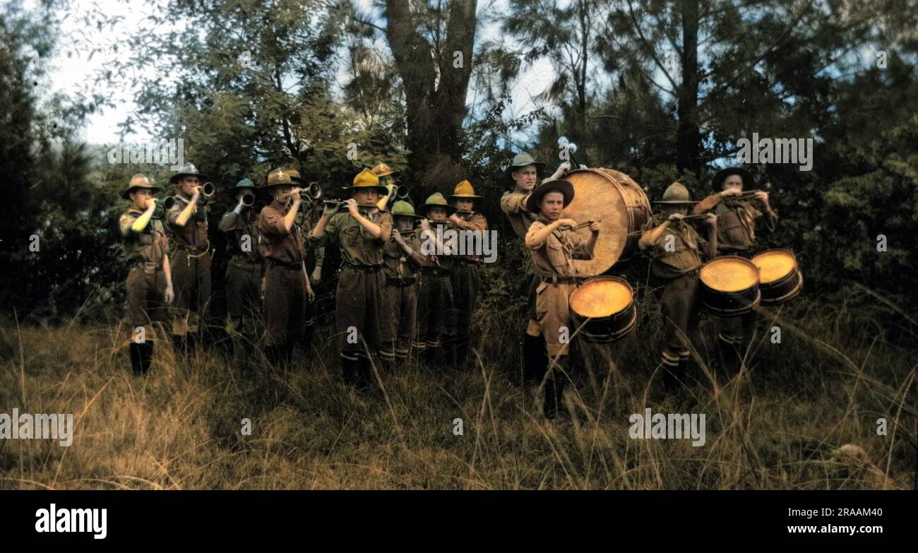 Boys of Norwood Scout Troop band, Johannesburg, South Africa, with