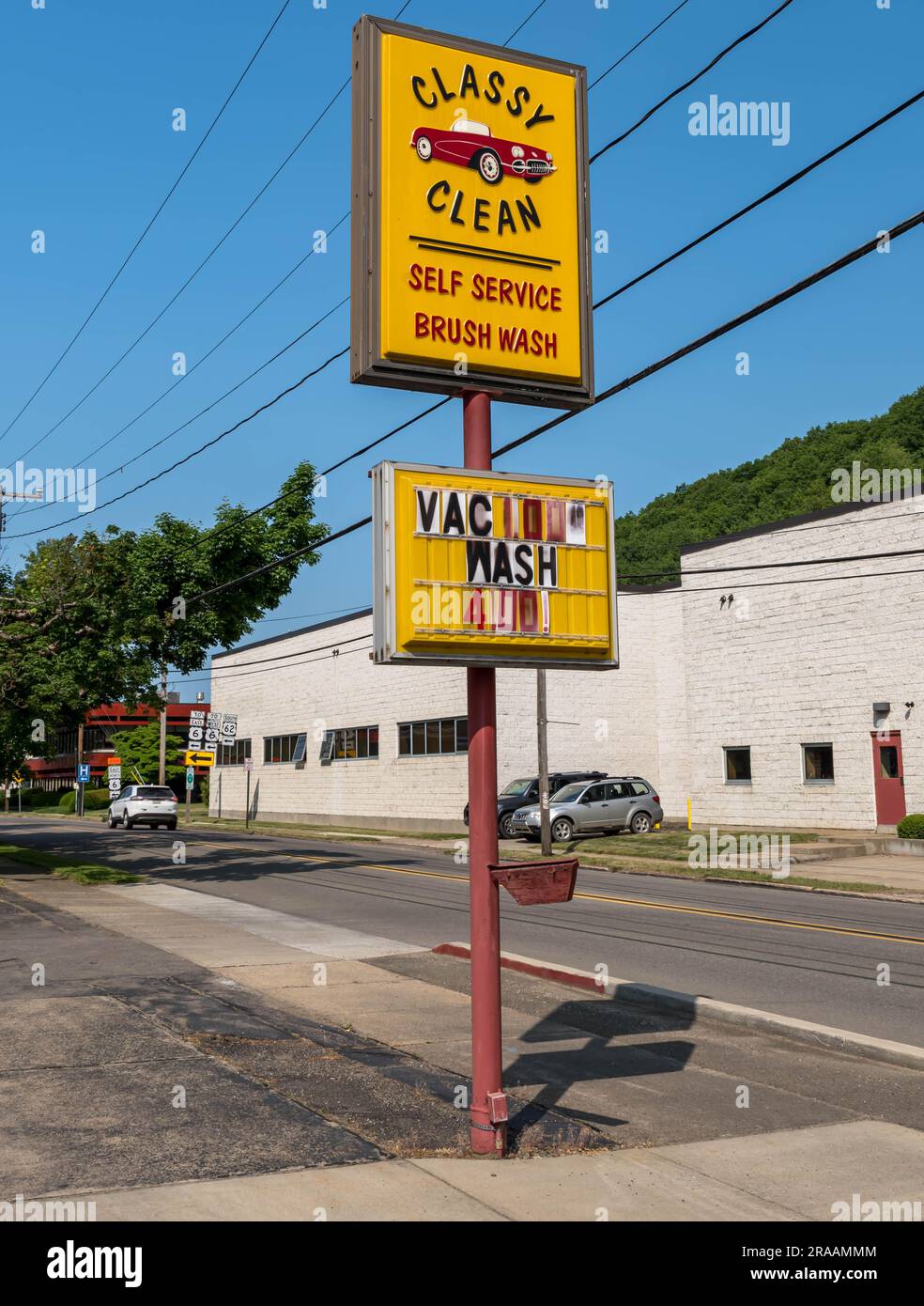 The sign for the Classy Clean self service car was on Pennsylvania