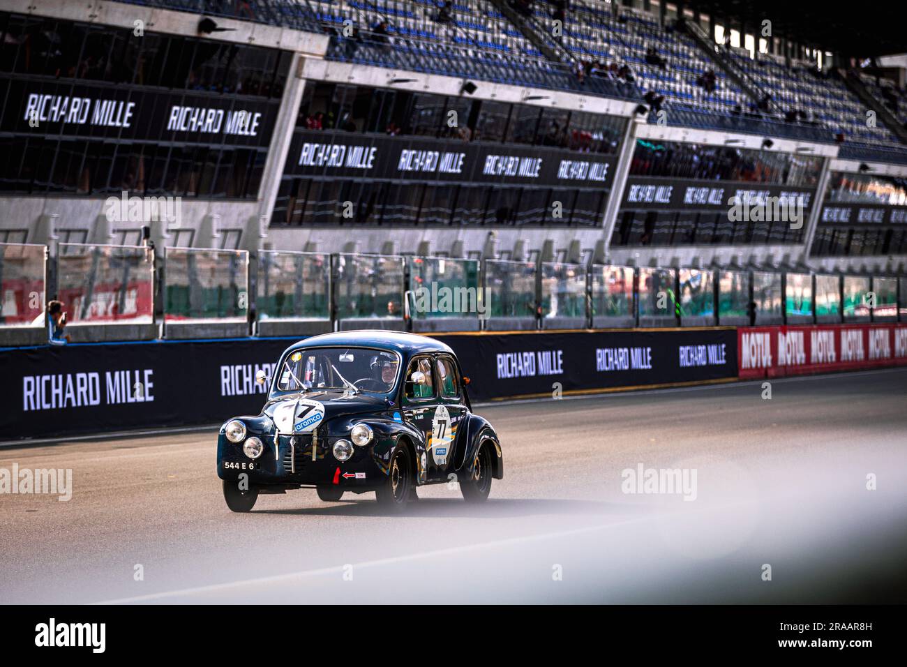 Le Mans, France. 02nd July, 2023. 77 SAUNIER (fra), GALIFFI (fra), Renault 4CV Motto 1952, action during the Le Mans Classic 2023 from July 1 to 3, 2023 on the Circuit des 24 Heures du Mans, in Le Mans, France - Photo Damien Saulnier/DPPI Credit: DPPI Media/Alamy Live News Stock Photo