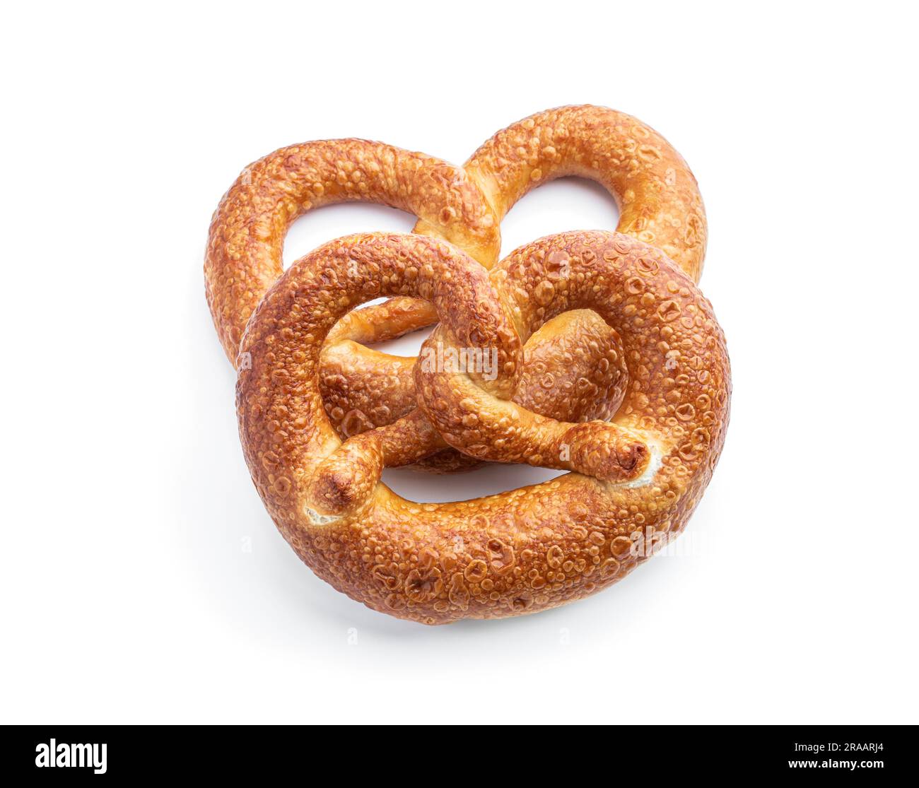 Appetizing  soft bavarian pretzel isolated on white background Stock Photo