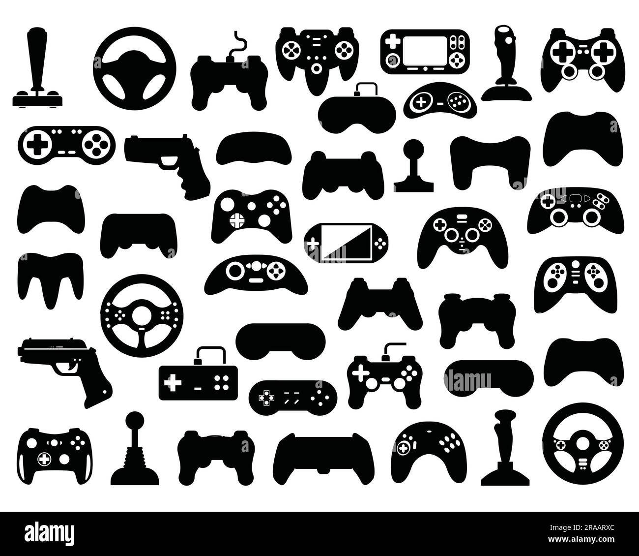 Set of Game Controller Silhouette Stock Vector
