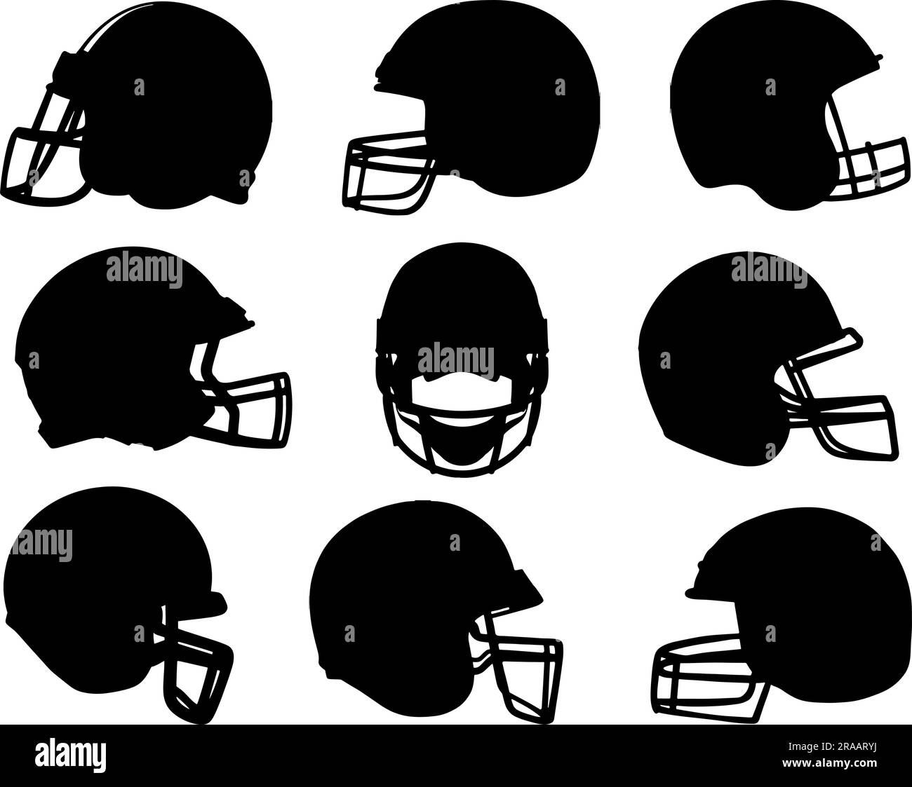 Set of Football Helmet Silhouette Stock Vector Image & Art Alamy