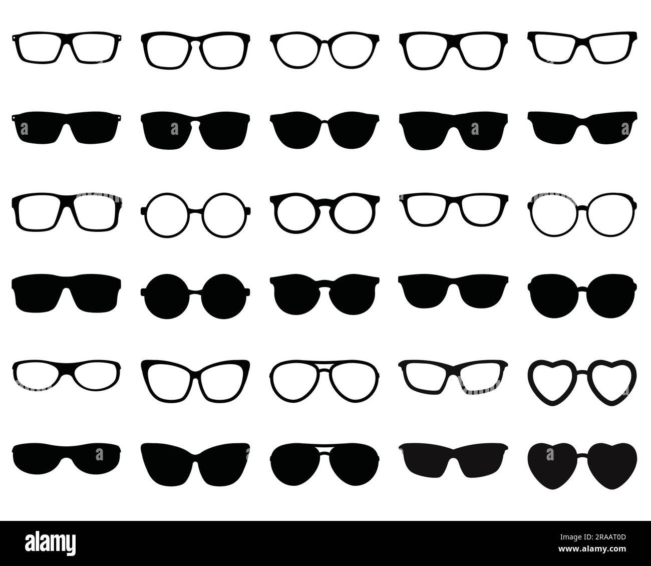 Set of Glasses Silhouette Stock Vector
