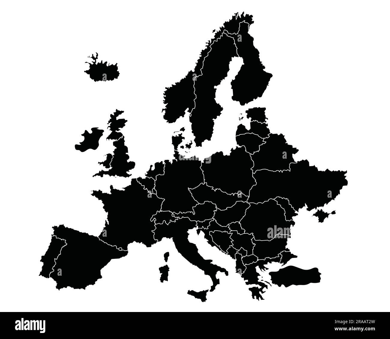 Layered Europe Map Silhouette Stock Vector
