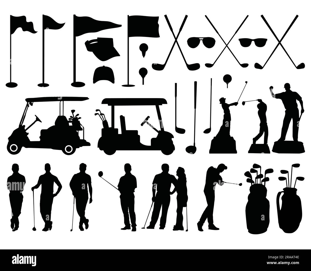 Set of Golf Silhouette Stock Vector