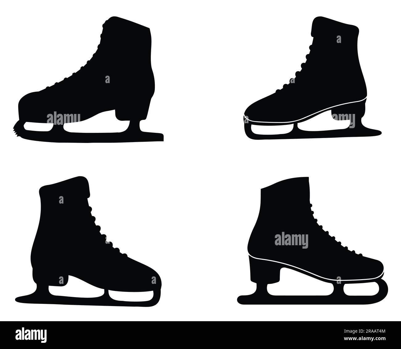 Set of Ice Skate Shoes Silhouette Stock Vector