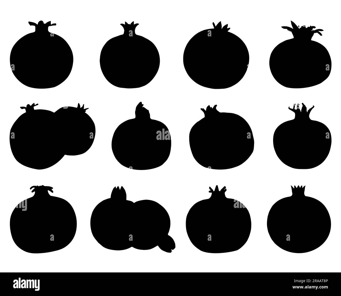 Set of Pomegranate Silhouette Stock Vector