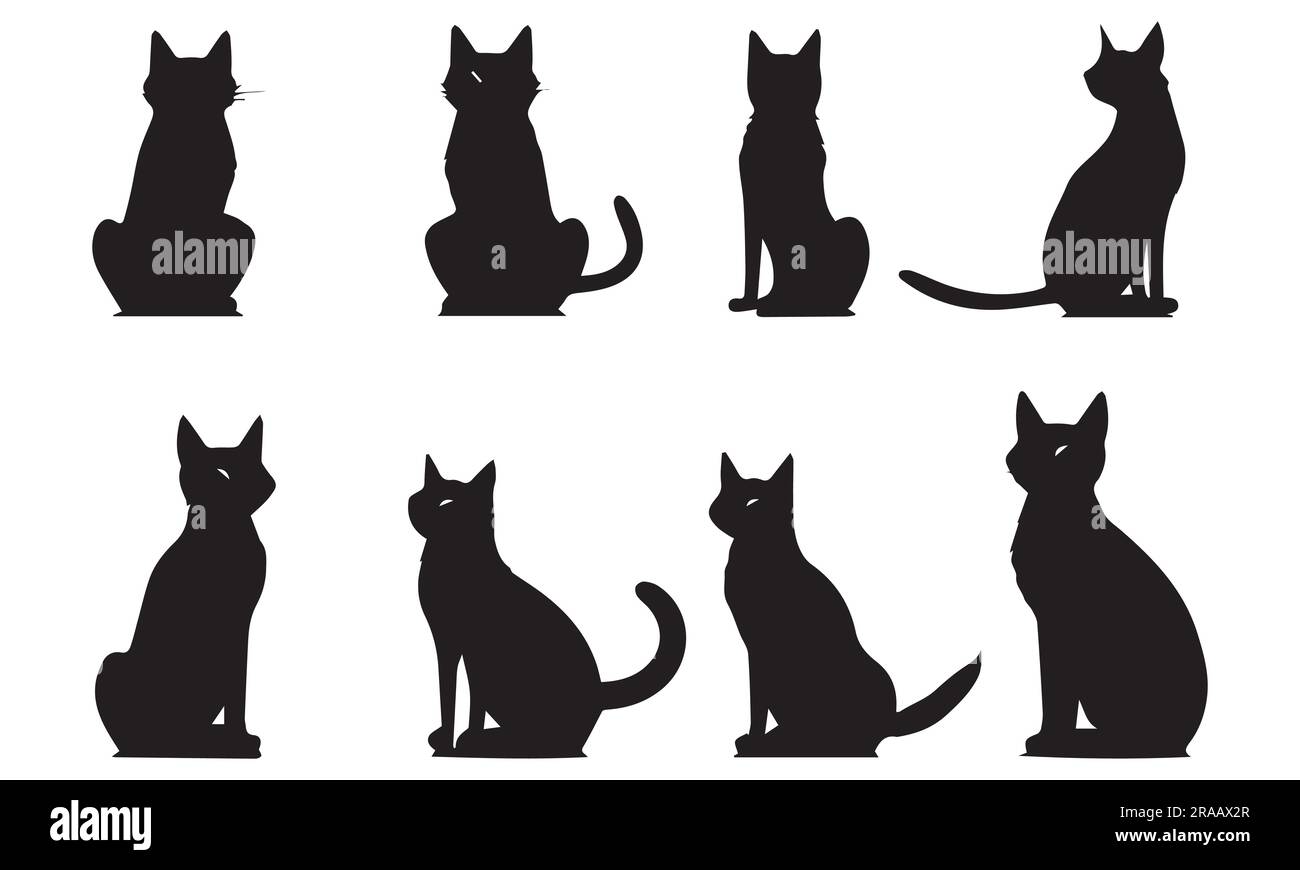 A set of silhouette cat vector illustration Stock Vector