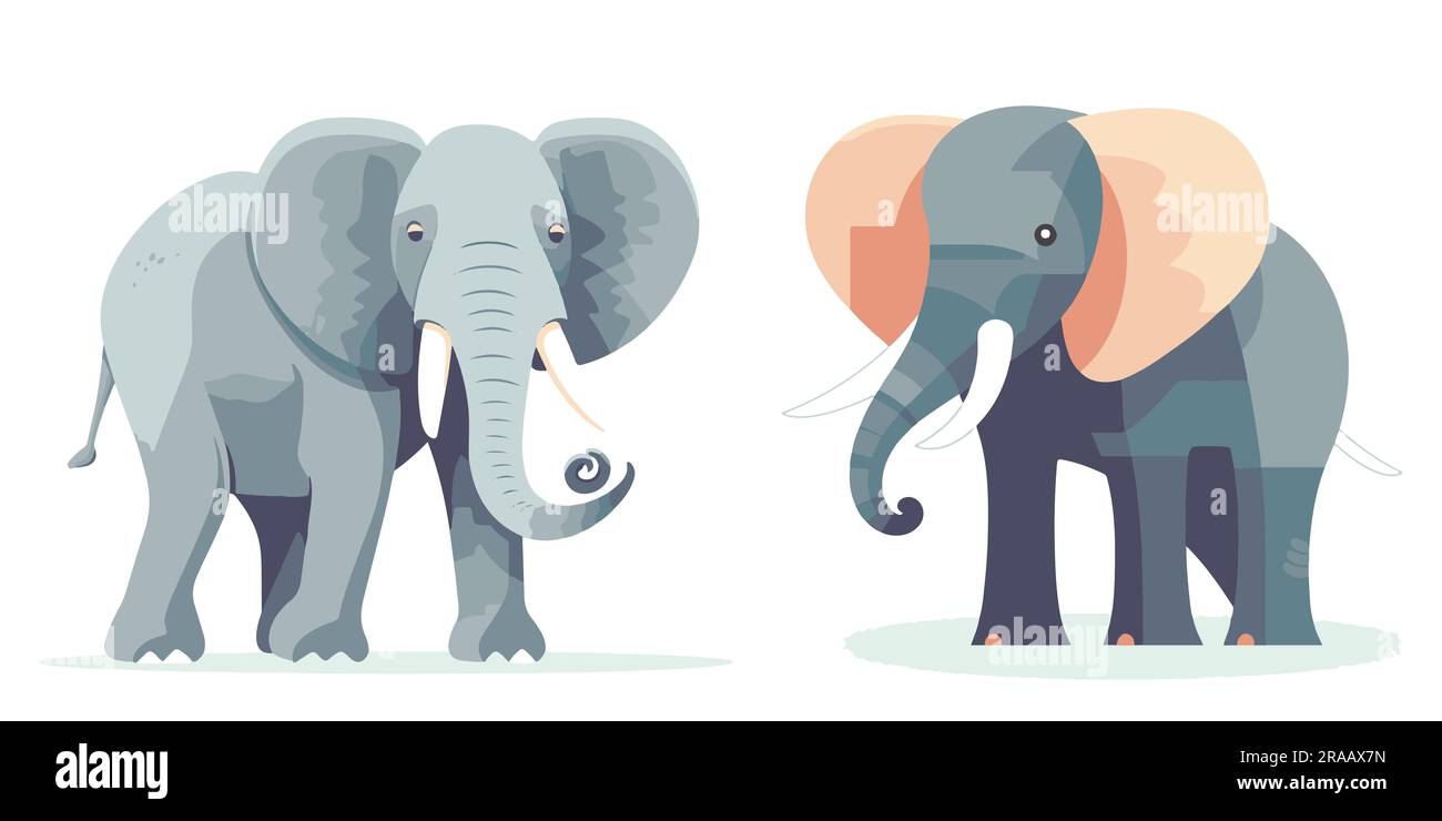A set of Flat Elephant Vector illustration Stock Vector