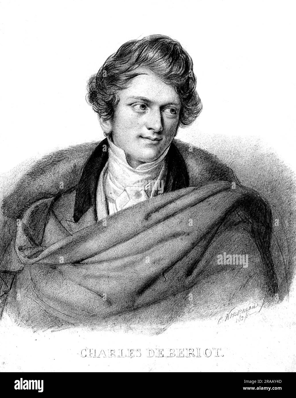 Charles-Auguste de Beriot (20 February 1802 - 8 April 1870) was a Belgian violinist, violin teacher and composer, Historical, digitally restored reproduction from a 19th-century original  /  Charles-Auguste de Beriot (20. Februar 1802 bis 8. April 1870) war ein belgischer Violinist, Violinpädagoge und Komponist, Historisch, digital restaurierte Reproduktion von einer Vorlage aus dem 19. Jahrhundert Stock Photo