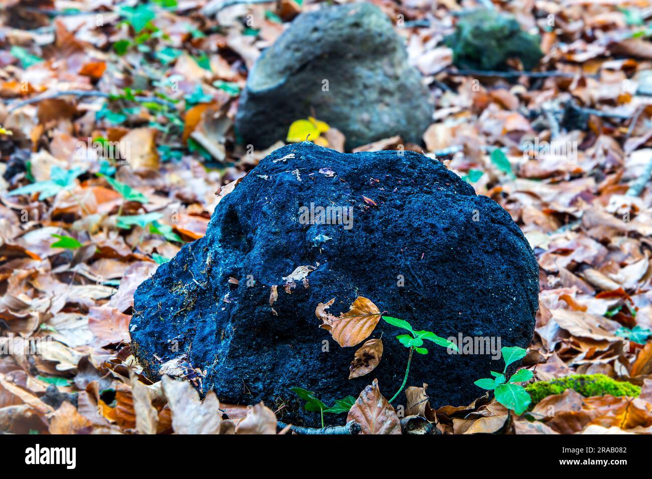 Close up view of a volcanic rock with bluish hue Stock Photo