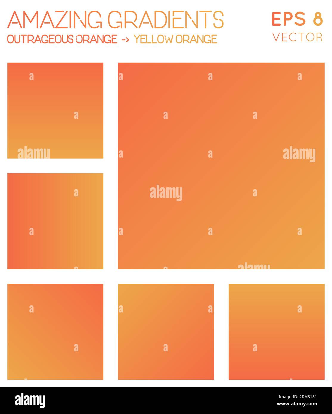 Colorful gradients in outrageous orange, yellow orange color tones