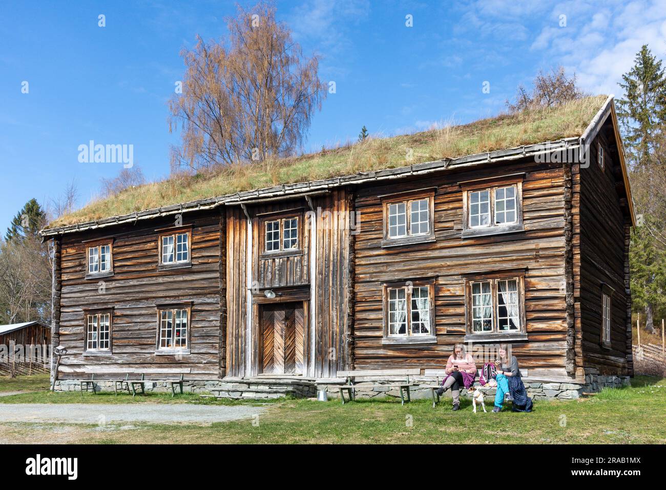 Traditional wooden farmhouse at Sverresborg Trøndelag Folk Museum, Sverresborg Alle, Trondheim, Trøndelag County, Norway Stock Photo