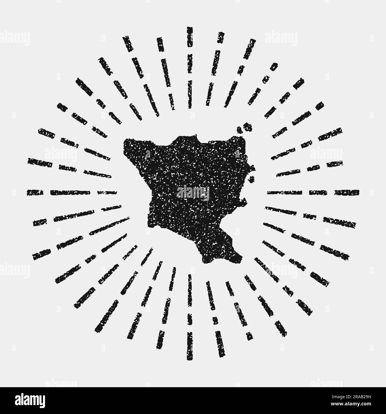 Vintage map of Green Island, Taiwan. Grunge sunburst around the map. Black Green Island, Taiwan shape with sun rays on white background. Stock Vector