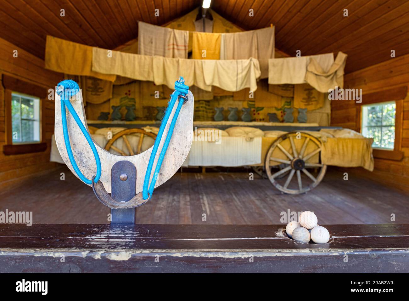 slingshot in a shooting range with targets Stock Photo Alamy