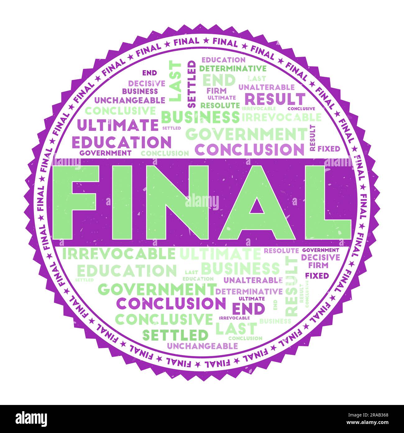 FINAL word image. Final concept with word clouds and round text. Nice colors and grunge texture. Captivating vector illustration. Stock Vector