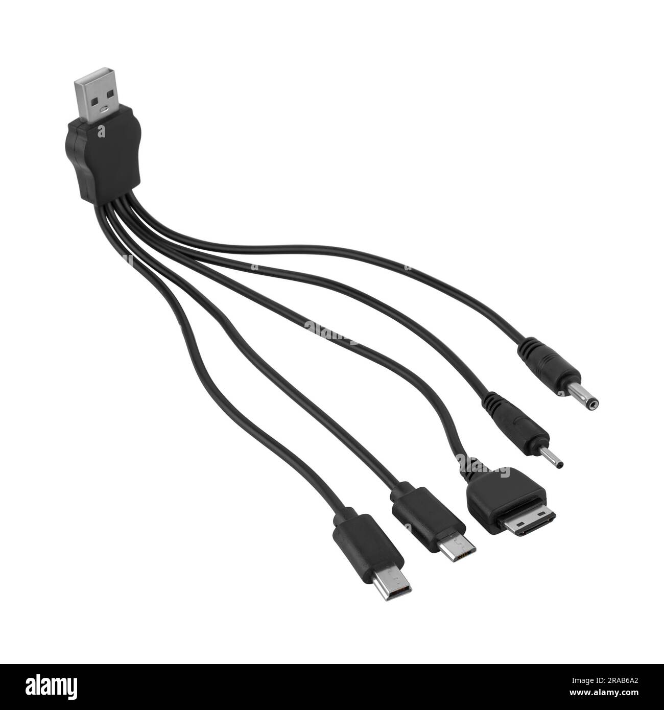 Universal adapter cable from USB connector to micro USB, miniUSB and