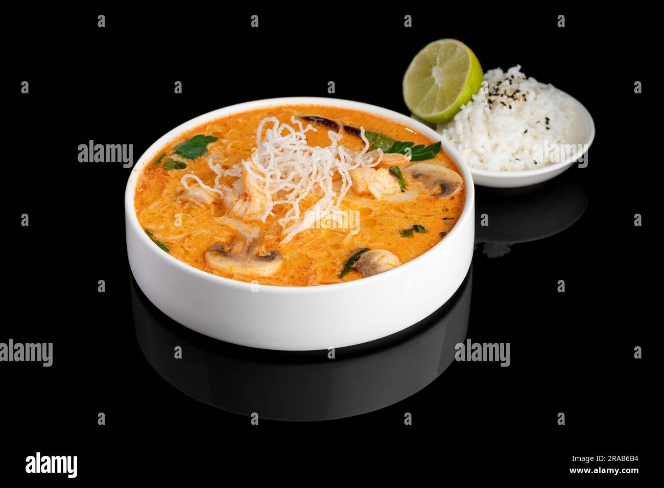 Tom Yum Kung Soup. Traditional thai asian spicy coconut milk soup with