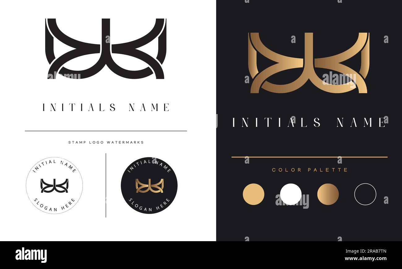 Luxury WX or XW Initial Monogram Text Letter Logo Design Stock Vector