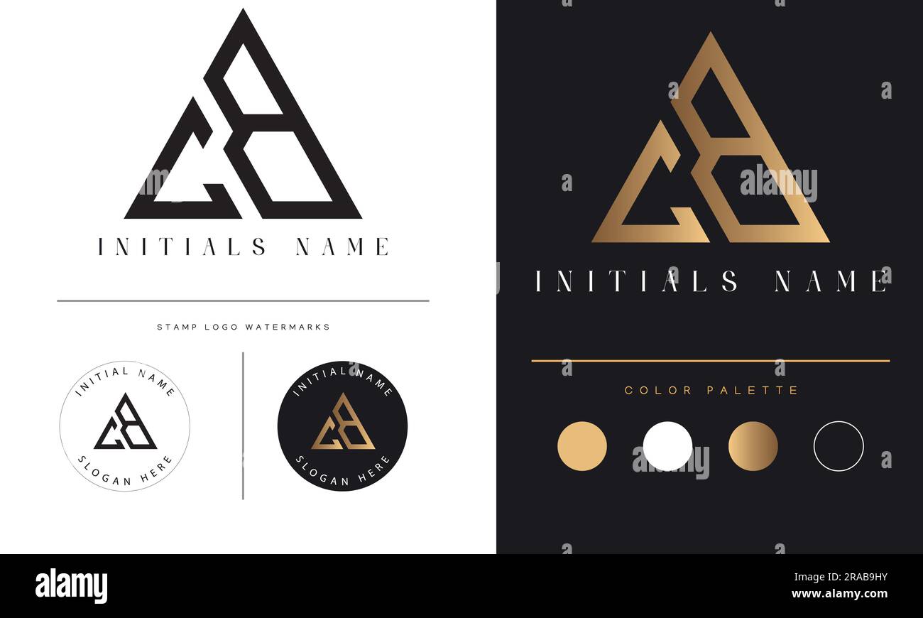 Luxury CB or BC Initial Monogram Text Letter Logo Design Stock Vector