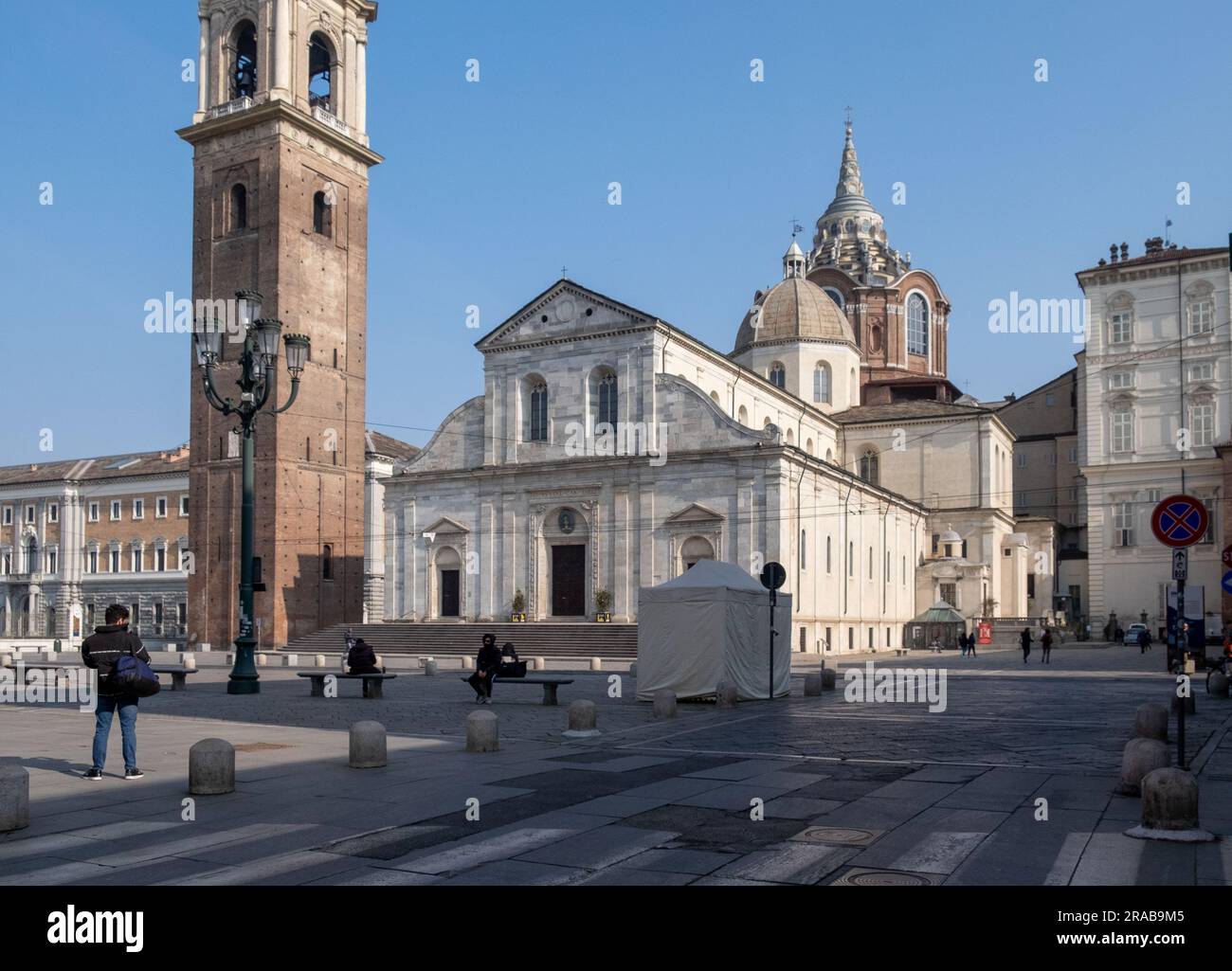 Cathedral of Saint John the Baptist (Cattedrale di San Giovanni Battista) which holds the Shround of Turin in the Quadrilatero Romano, Turin, Italy Stock Photo