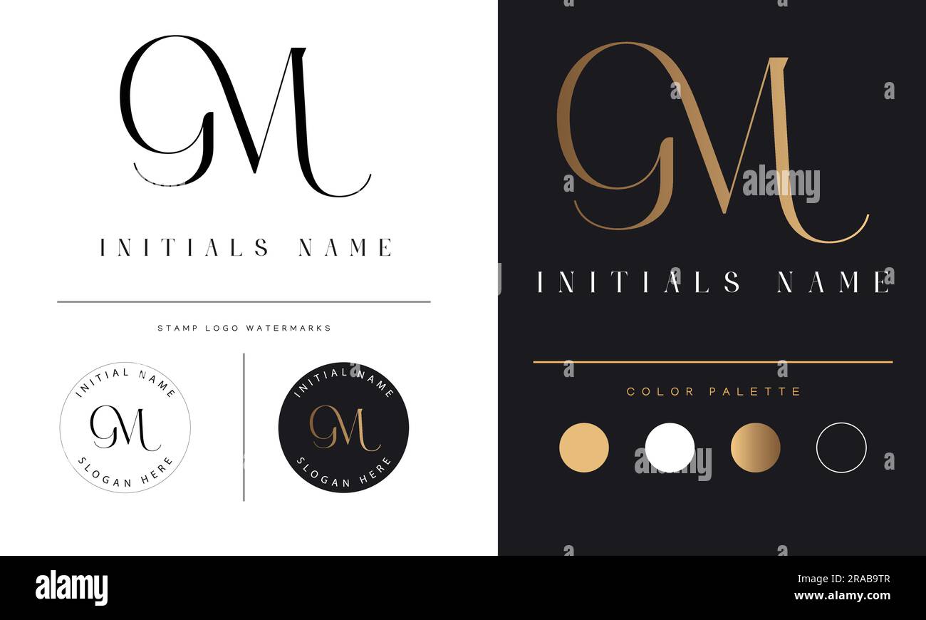 Luxury GM or MG Initial Monogram Text Letter Logo Design Stock Vector