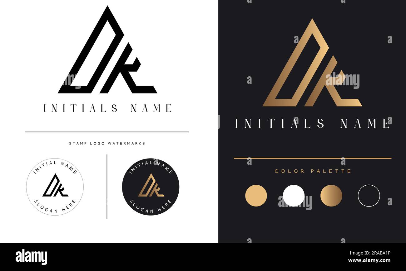 Luxury DK or KD Initial Monogram Text Letter Logo Design Stock Vector