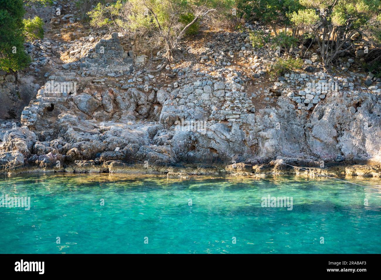 Close up view of Gemile Island , st. Nicholas island near Fethiye, Turkey Stock Photo