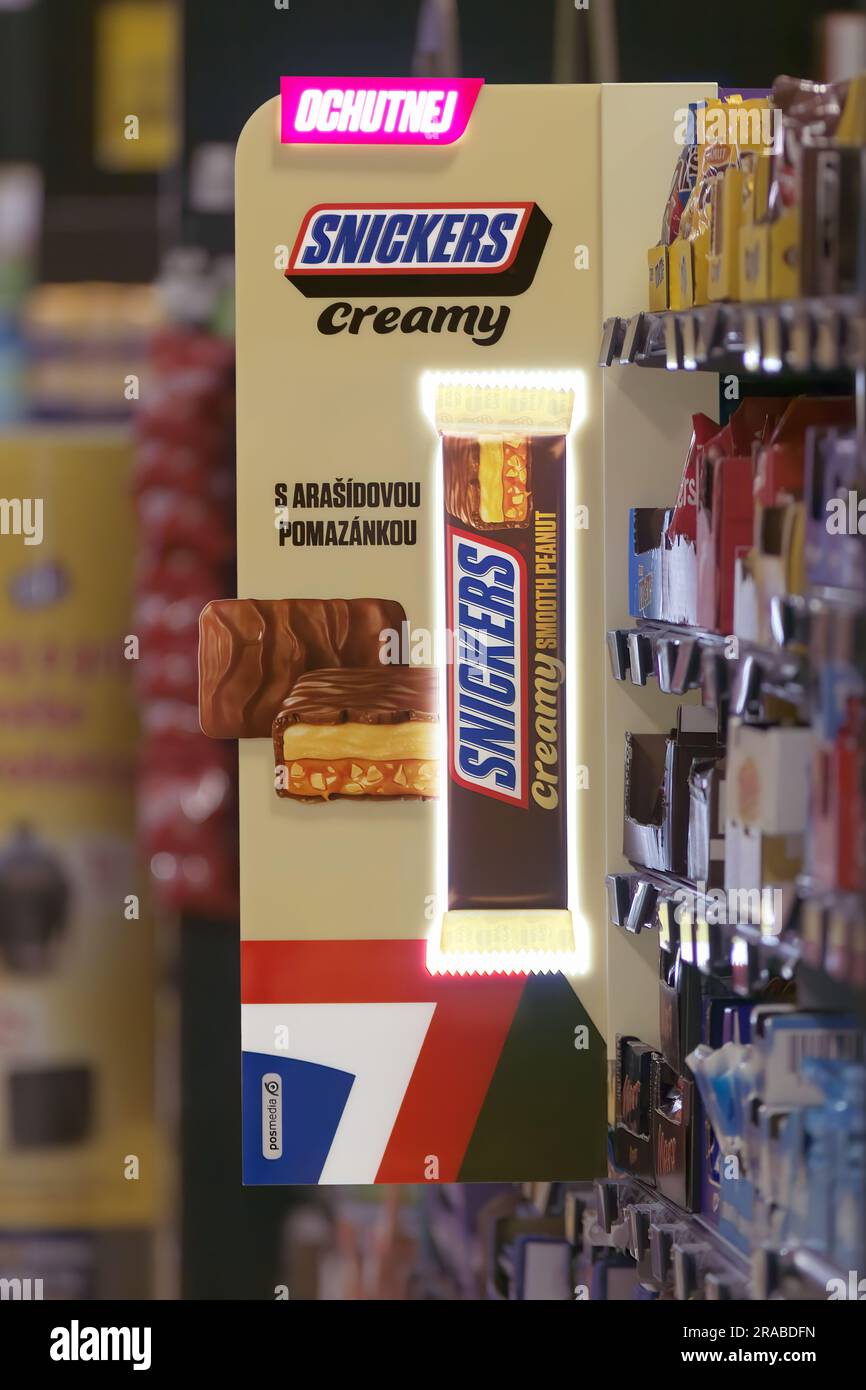 Snickers Creamy, 3D backlit commercial in the shop on June 30, 2023 Stock Photo Alamy
