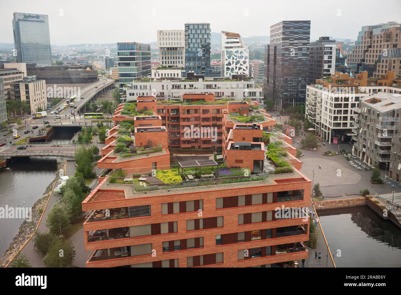 Oslo, Norway, June 20, 2023 Luxury, waterfront apartment buildings