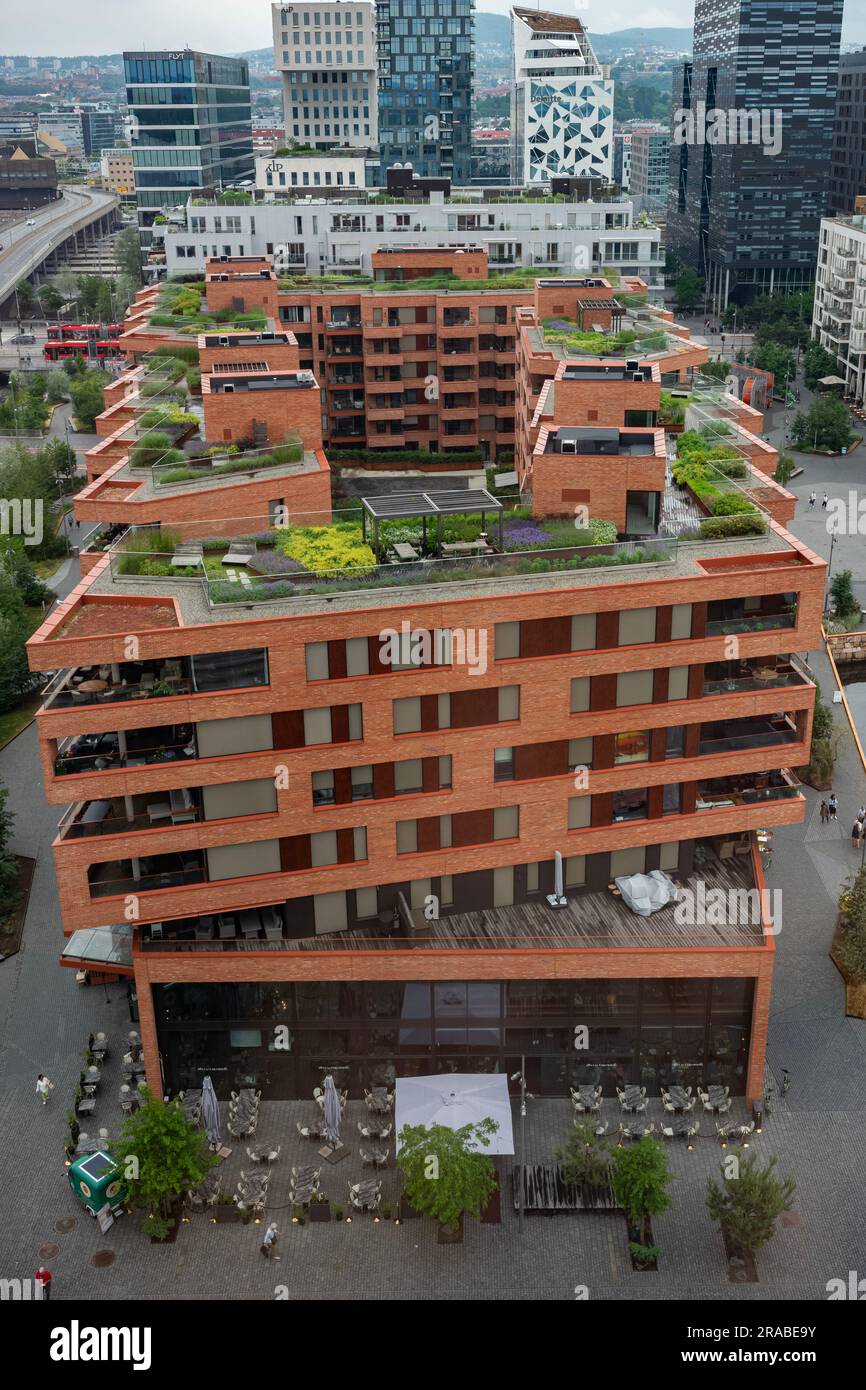 Picture of Oslo, Norway, June 20, 2023: Luxury, waterfront apartment buildings ...