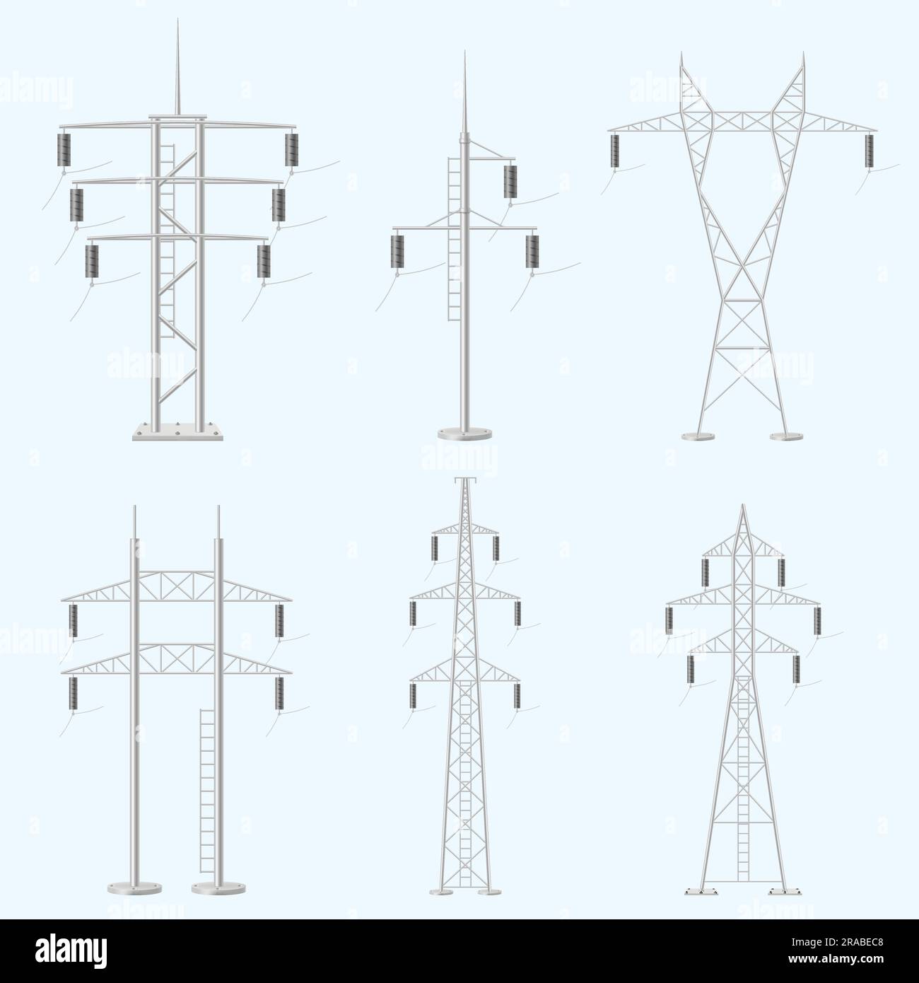 Electricity poles. Metal surface voltage power construction decent ...