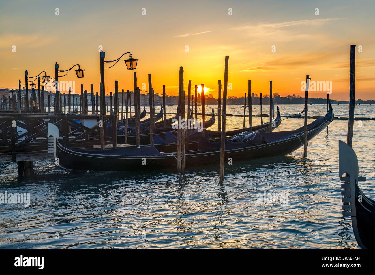 Venetian gondolas at sunrise hi-res stock photography and images - Alamy