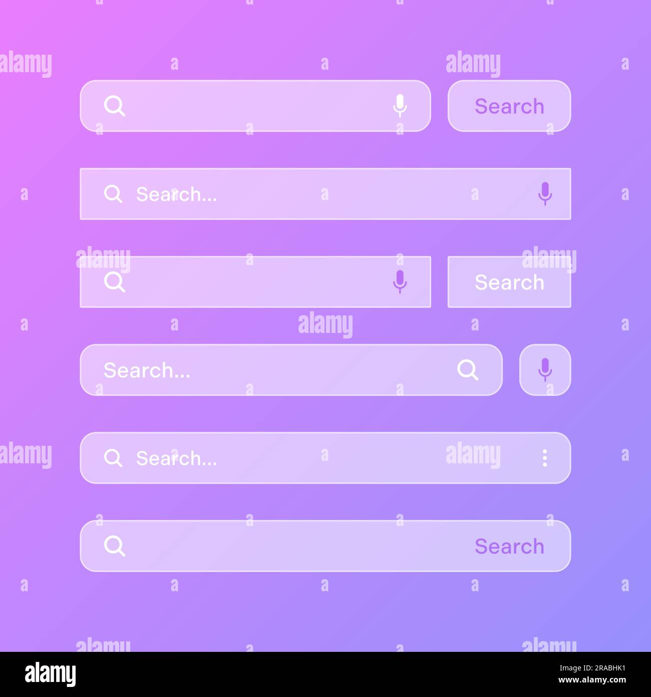Various transparent search bar templates. browser engine with