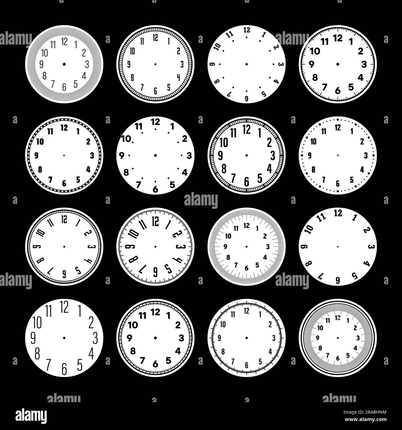 Clock Graphical Elements Mechanical clock faces, watch dial with numerals, bezel. Timer or ...