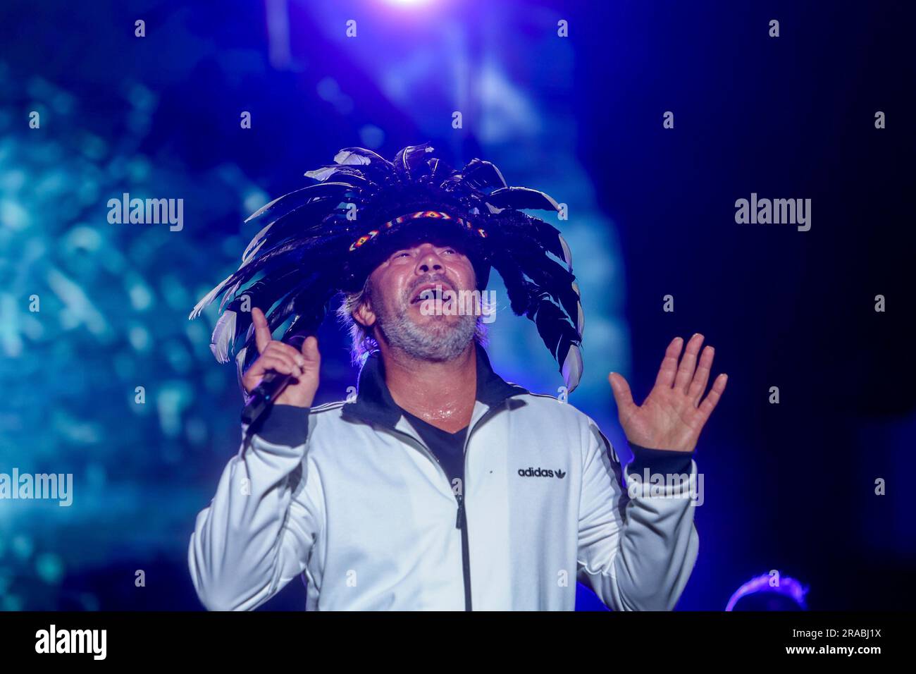 The singer Jamiroquai during a performance at the Rio Babel Festival, at the Caja Magica in