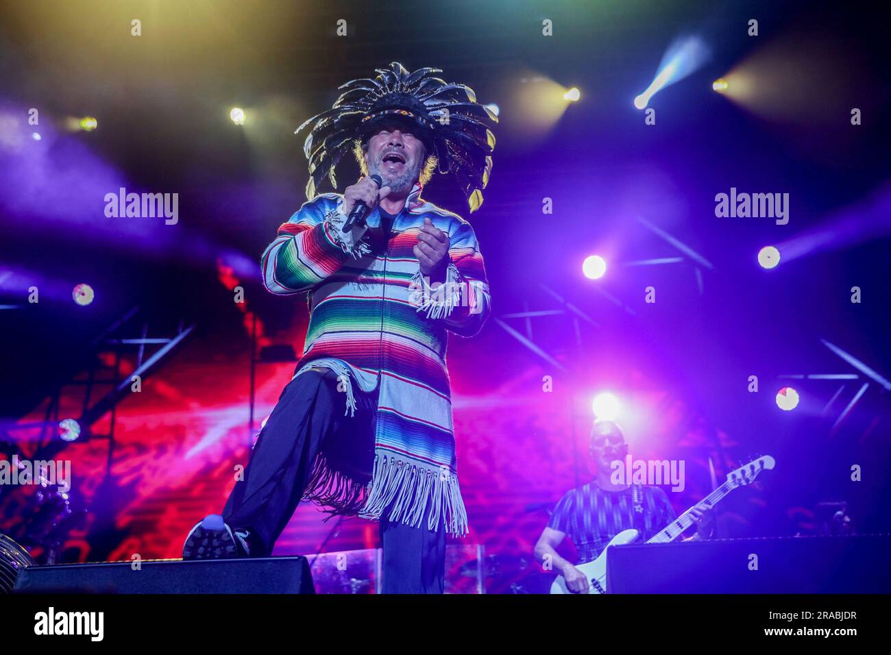 The singer Jamiroquai during a performance at the Rio Babel Festival, at  the Caja Magica in Madrid, on July 2, 2023, in Madrid (Spain). Jamiroquai  is a British band formed in 1992